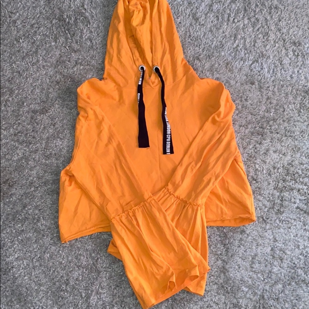 Orange Cropped Hoodie